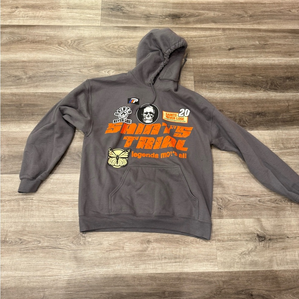 Gray Hoodie with Orange Graphic